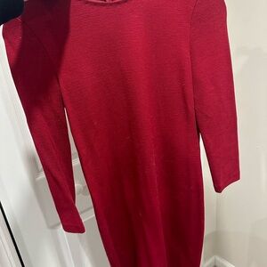 Vince Rich Red Long Sleeve Dress